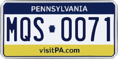 PA license plate MQS0071