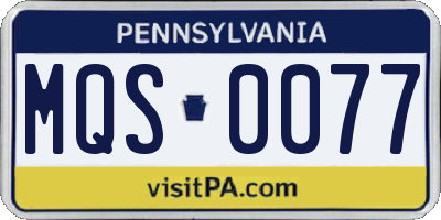 PA license plate MQS0077