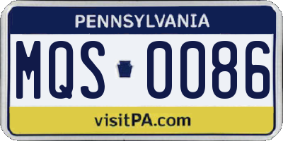 PA license plate MQS0086