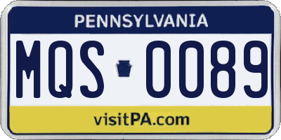 PA license plate MQS0089
