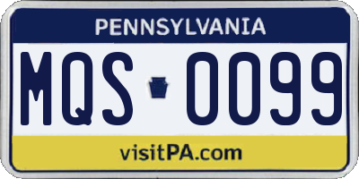 PA license plate MQS0099