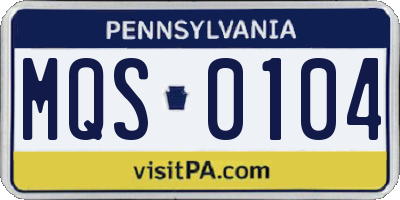 PA license plate MQS0104