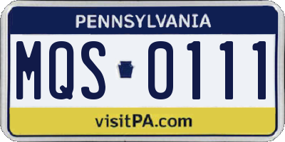 PA license plate MQS0111