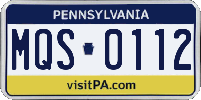 PA license plate MQS0112