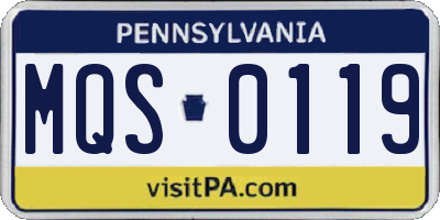 PA license plate MQS0119