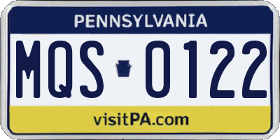 PA license plate MQS0122
