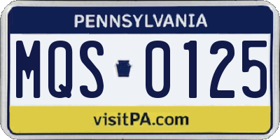 PA license plate MQS0125