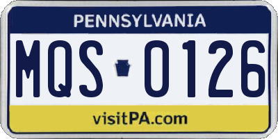 PA license plate MQS0126