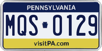 PA license plate MQS0129