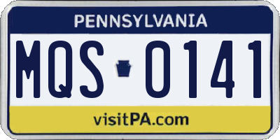 PA license plate MQS0141