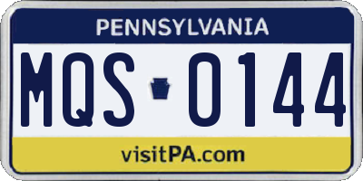 PA license plate MQS0144