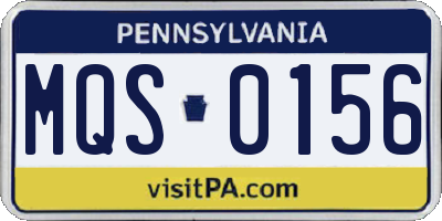 PA license plate MQS0156