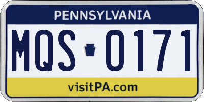 PA license plate MQS0171