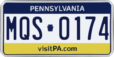 PA license plate MQS0174