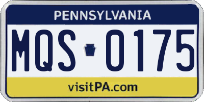 PA license plate MQS0175