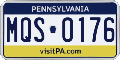 PA license plate MQS0176