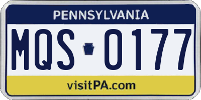 PA license plate MQS0177