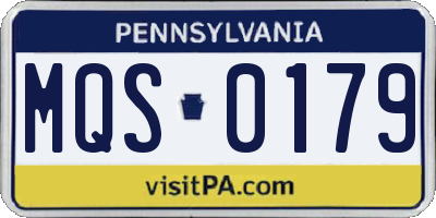 PA license plate MQS0179