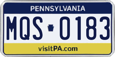 PA license plate MQS0183