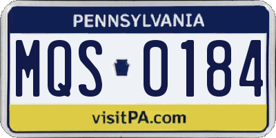 PA license plate MQS0184