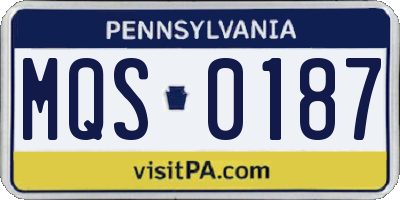 PA license plate MQS0187