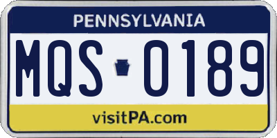 PA license plate MQS0189