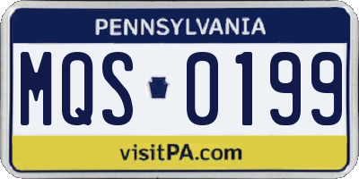 PA license plate MQS0199