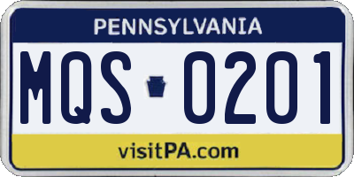 PA license plate MQS0201