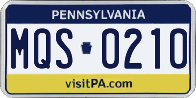 PA license plate MQS0210