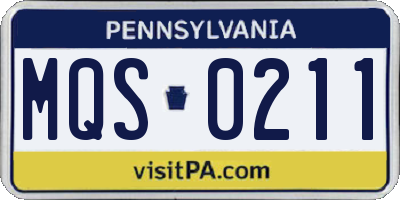 PA license plate MQS0211