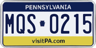 PA license plate MQS0215
