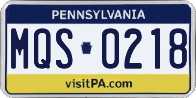 PA license plate MQS0218