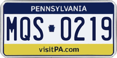 PA license plate MQS0219