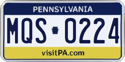 PA license plate MQS0224