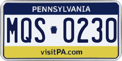 PA license plate MQS0230