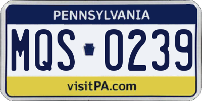 PA license plate MQS0239