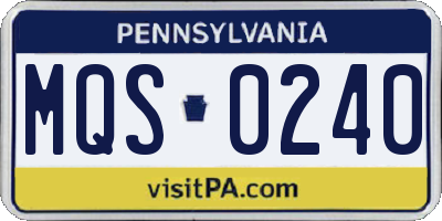 PA license plate MQS0240