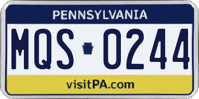 PA license plate MQS0244