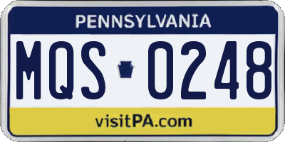 PA license plate MQS0248