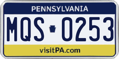 PA license plate MQS0253