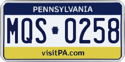 PA license plate MQS0258