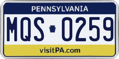 PA license plate MQS0259