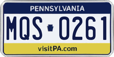 PA license plate MQS0261