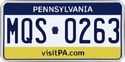 PA license plate MQS0263