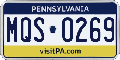 PA license plate MQS0269