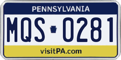 PA license plate MQS0281
