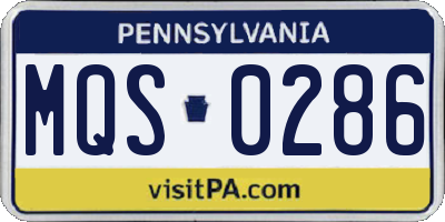 PA license plate MQS0286