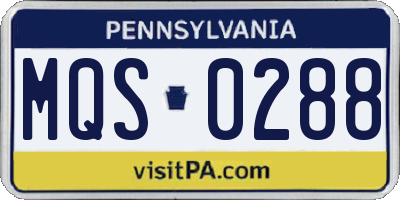 PA license plate MQS0288