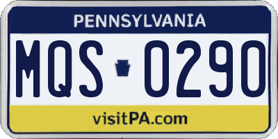 PA license plate MQS0290