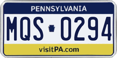 PA license plate MQS0294